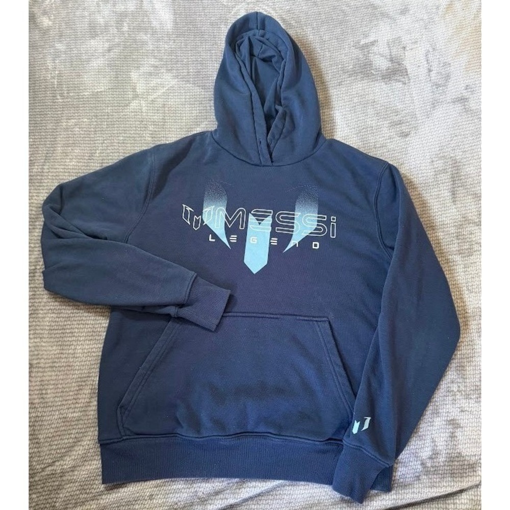 Lionel Messi Legend Graphic Hoodie Navy Blue Soccer Pullover Mens Small